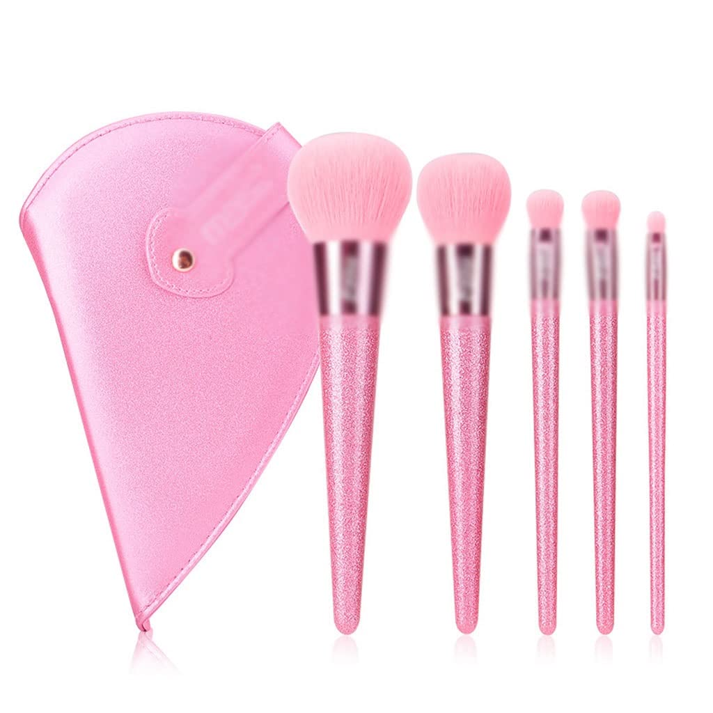 Pinceau à Poudre Trousse de Maquillage Brosse Portable Ensemble de 5 pinceaux de Maquillage