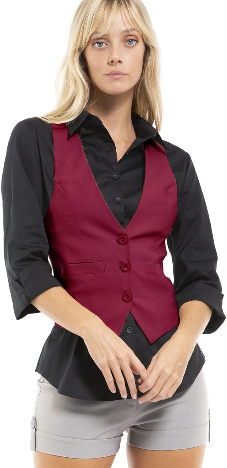 Design by Olivia Women's Dressy Casual Versatile Racerback Vest Three Button Tuxedo Suit Waistcoat - Image 4