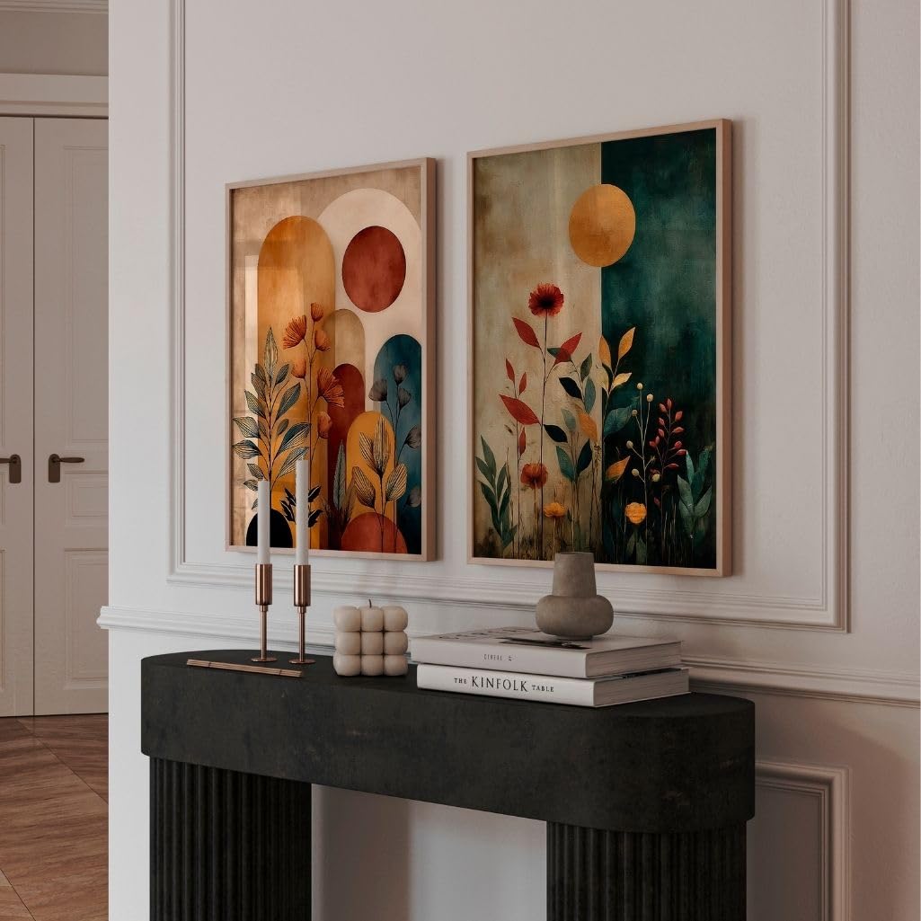 Fleurs abstraites et formes géométriques pour décoration salon bohème - 5