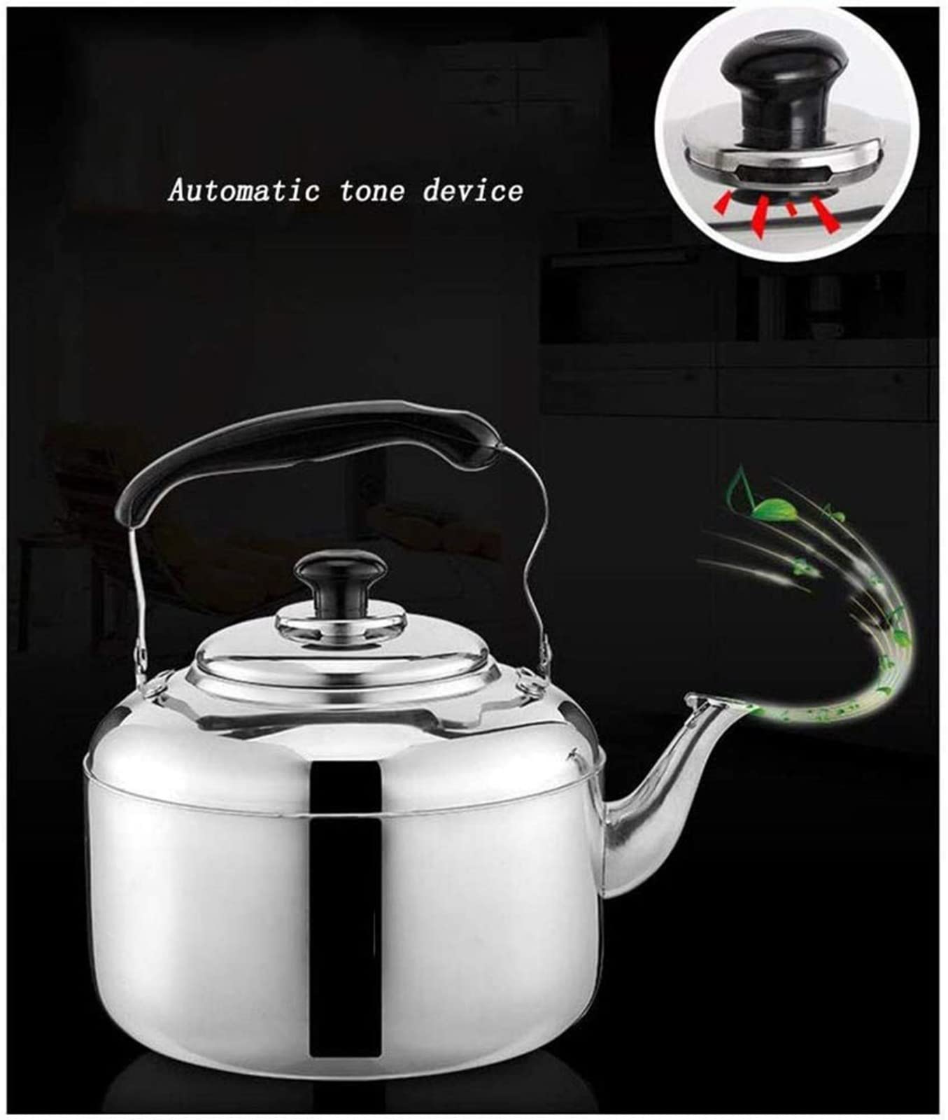 Tetera silbante de 10 litros, mango ergonómico de acero inoxidable resistente, ideal para todas las estufas, perfecto para té, café, uso en interiores y exteriores