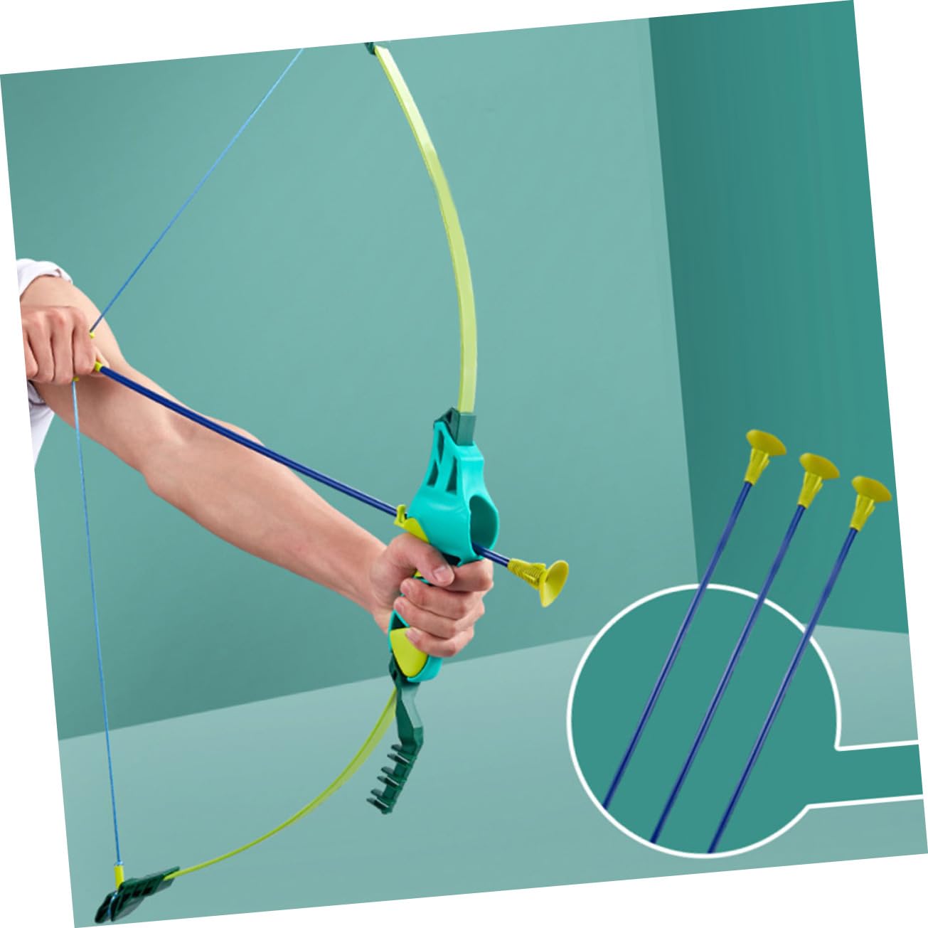 BESTonZON Jeu de Tir à l'arc Haute Résistance Arc Réglable en ABS Vert Flèches à Ventouse pour Extérieur