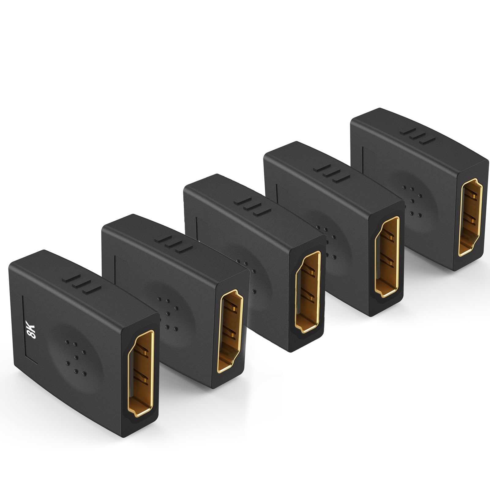 DIOOEER 8K HDMI Coupler Connector 5-Pack, HDMI 2.1 Female to Female Adapter 8K@60Hz HDMI Connector Support 4K@120Hz 48Gbps 3D HDR eARC for HDTV, Roku