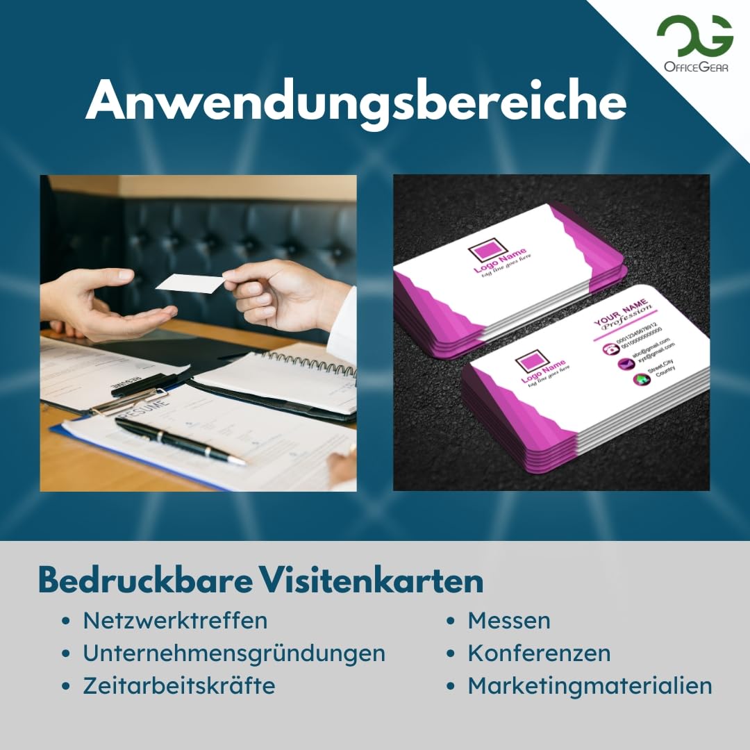 OfficeGear Tarjetas de visita imprimibles de 10 en adelante (55 hojas, paquete de 550) de 59 mm x 105 mm, tarjetas perforadas imprimibles personalizadas de 150 g/m²