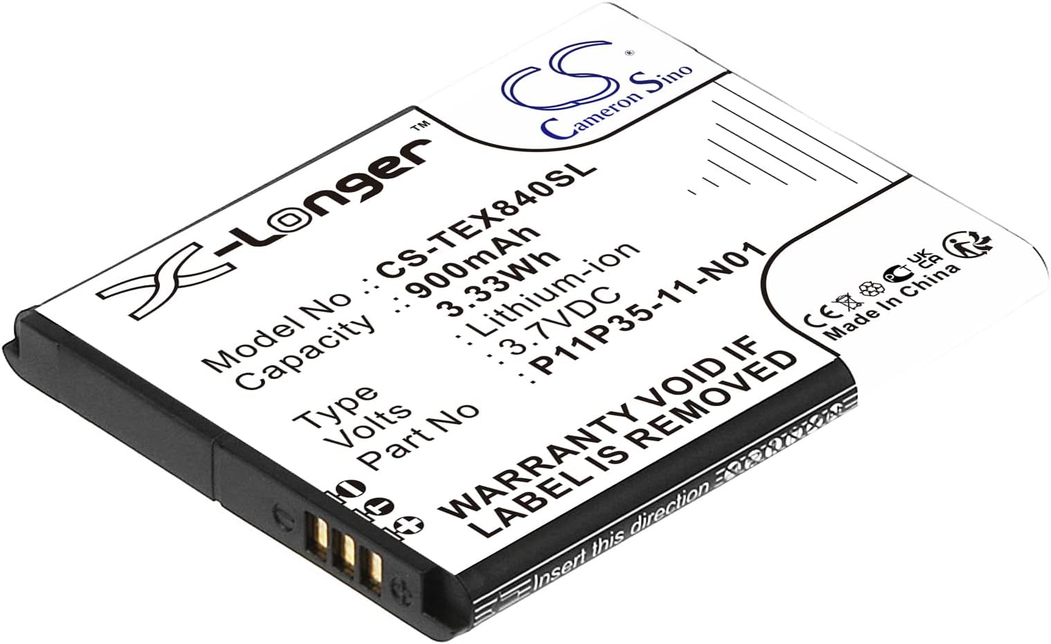 CS-TEX840SL Notebook battery 900mAh compatible with [Texas Instruments] SELECT TI-Nspire CX, TI Nspire CX, TI Nspire CAS Graphing, TI-84 CE, TI-84 Plus CE, TI-Nspire CAS replaces 3.7L12005SPA, P11P35