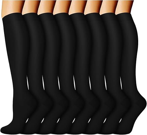 ACTINPUT Compression Socks for Women & Men Circulation 8 Pairs 15-20mmHg-Best support for Nurse,Medical,Running,Athletic