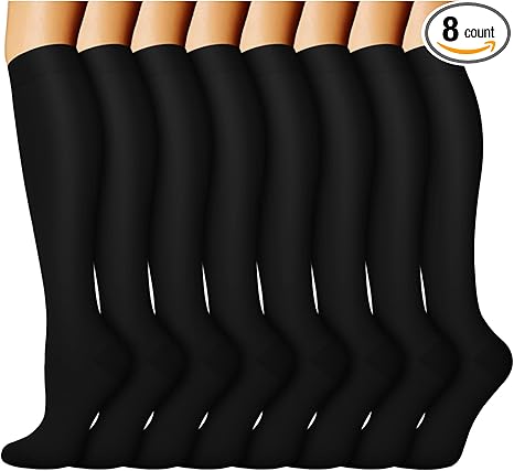 ACTINPUT 8 Pairs Compression Socks for Women & Men,Support Compression Stockings for Medical Running Athletic