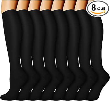 ACTINPUT 8 Pairs Compression Socks for Women & Men,Support Compression Stockings for Medical Running Athletic