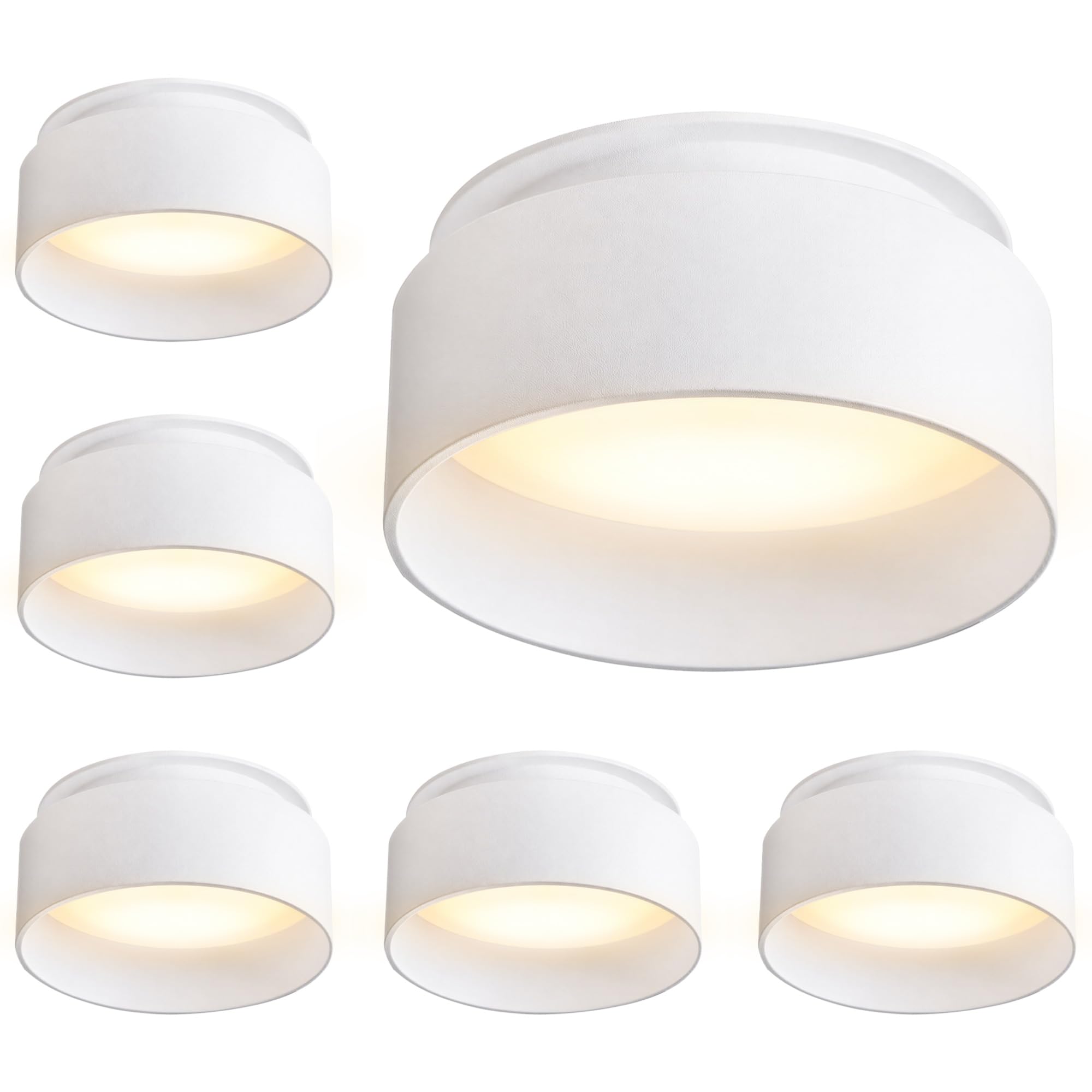 SSC-LUXon Sudara Einbauspot 6er Set Up & Down Ø80mm GU10 2W warmweiß | Sechs Deckenspots mit Up-Down-Effekt - warmweiß, indirektes Licht, für Flur, Wohn- & Esszimmer, ohne Trafo, inkl. GU10 LED