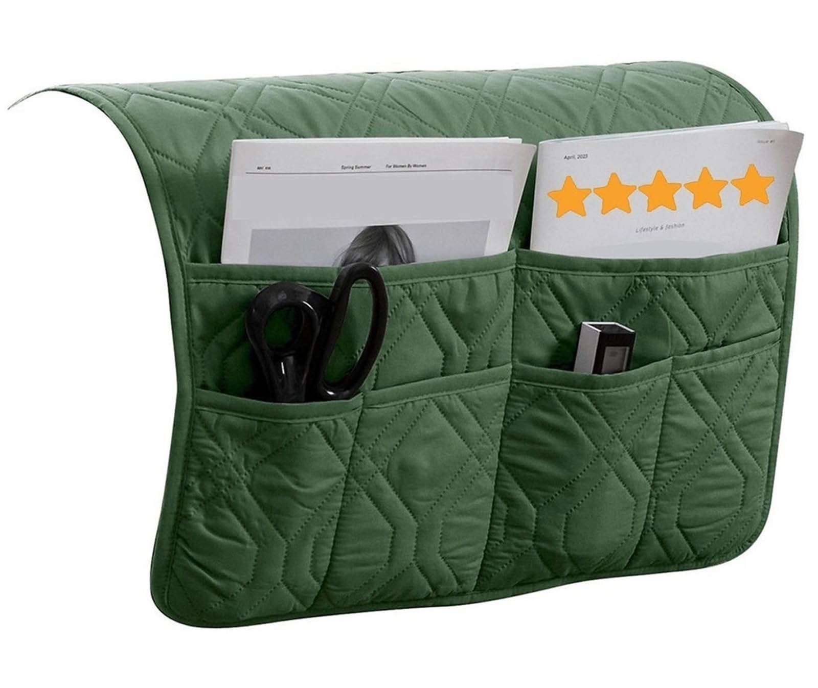 ILiemao Waterproof Sofa Armrest Organizer Non-slip Arm Chair Bedside Caddy Storage For Recliner Couch With 6 Pockets Magazines Holder Armchair Book(Green)
