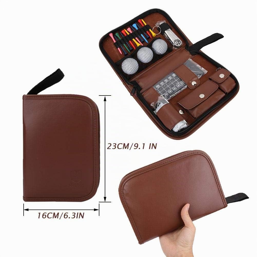BuyWeek Kit di Attrezzi da Golf, Kit di Accessori da Golf Uomo e Donna Borsa per Attrezzi da Golf Multifunzionale Borsa in PU per Golf