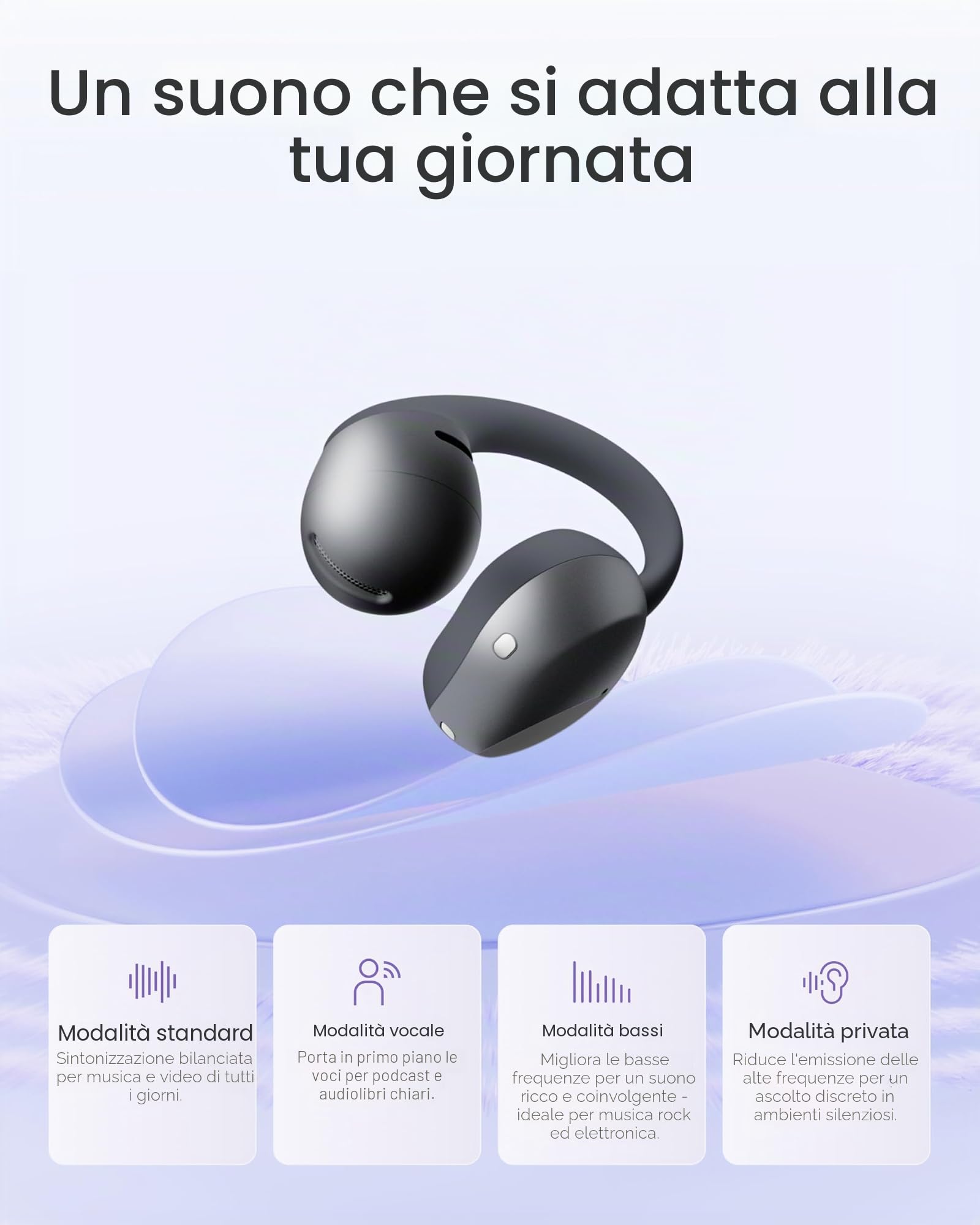 SHOKZ OpenDots Air cuffie open-ear clip-on, ultraleggere 6,3 g - Nero | bassi profondi, vestibilità sicura, 36 h di riproduzione, Bluetooth 6.1, riduzione rumore AI, IP55