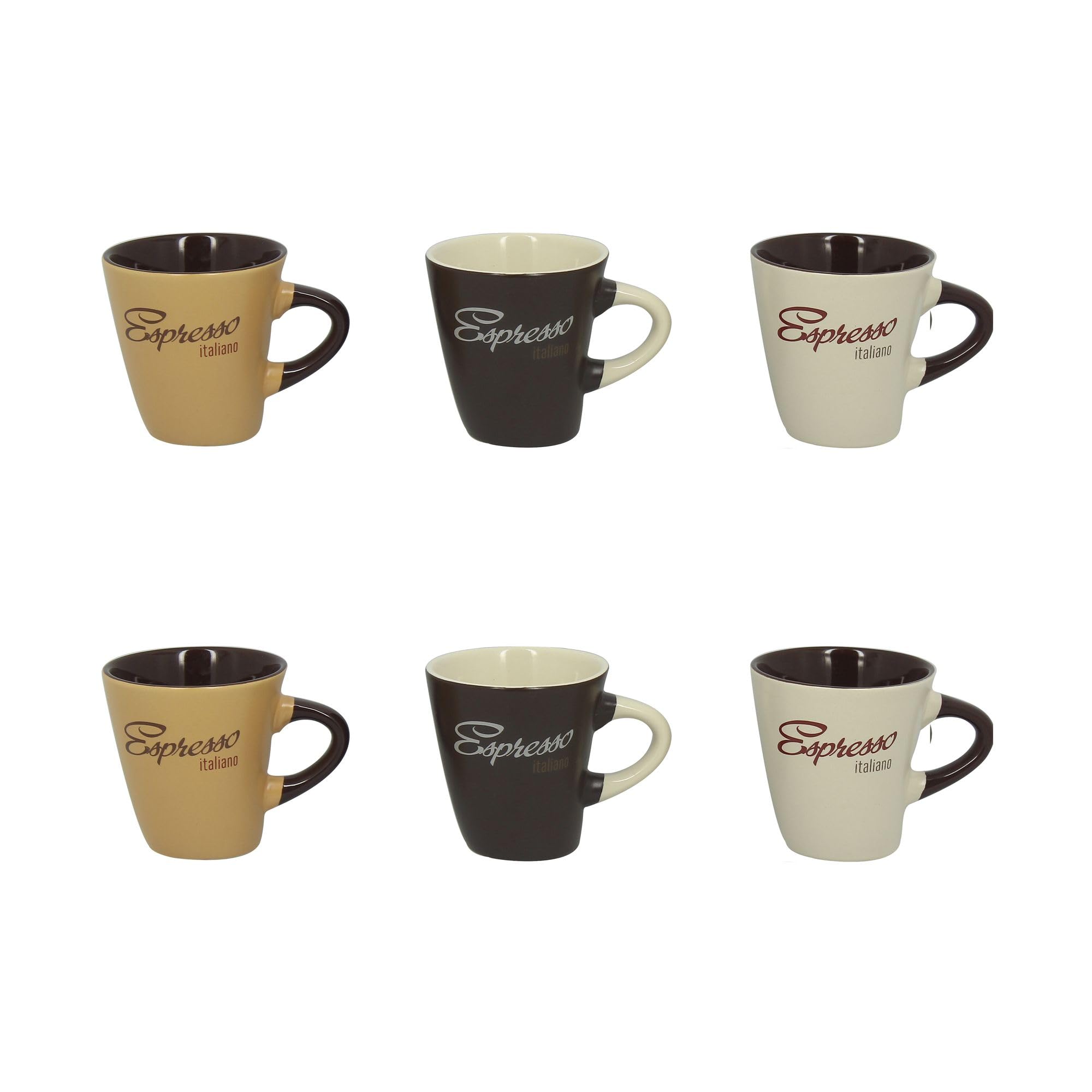 NOVASTYL - Lot 6 tasses expresso italiano 15cl en grès 3 couleurs assorties - 2414211