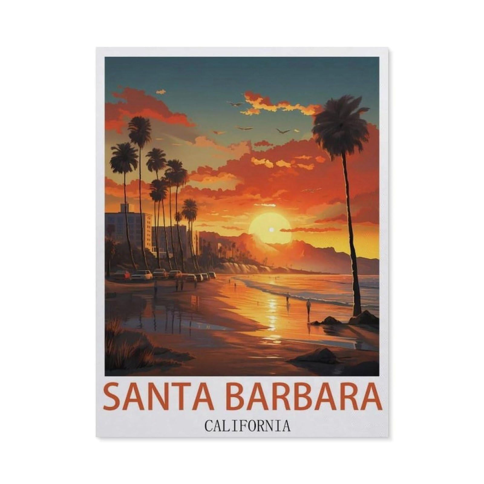Metal Tin Sign，Santa Barbara Sunset California(15x30cm）