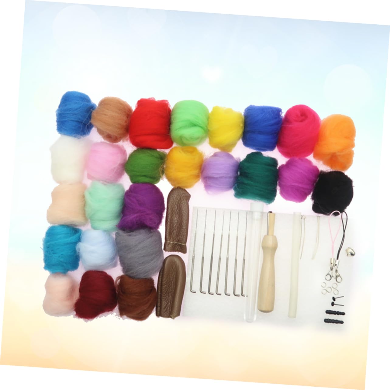 Angoily 3 Juegos Kit de Fieltro con Aguja de Lana Colores de Fibra de Lana para Manualidades para Principiantes y Profesionales Incluye Herramienta para Joyería Muñecas