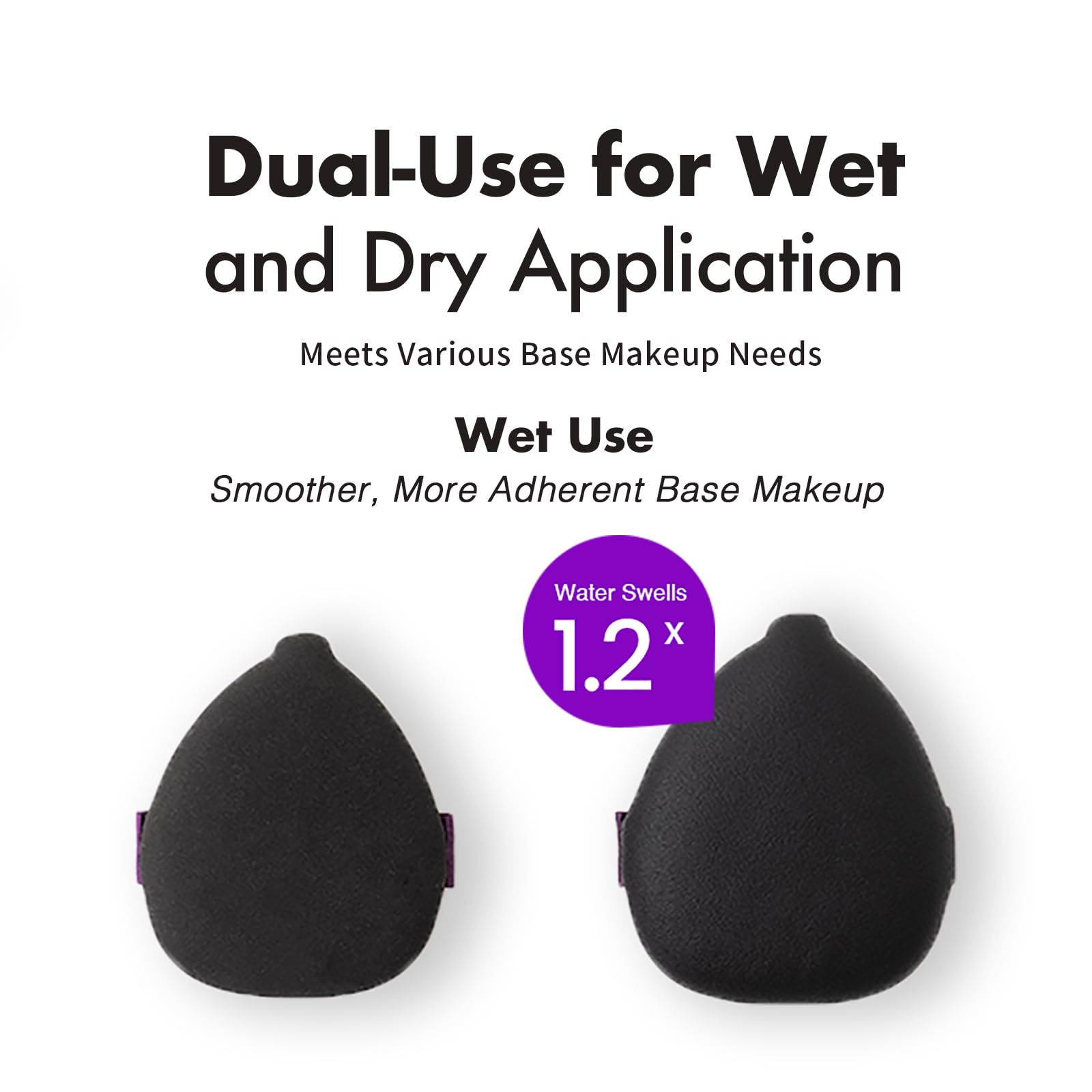 Eggplant Makeup Sponge Set, Dual Wet & Dry Use, Reinforced Strap, Even Foundation Application - Image 4
