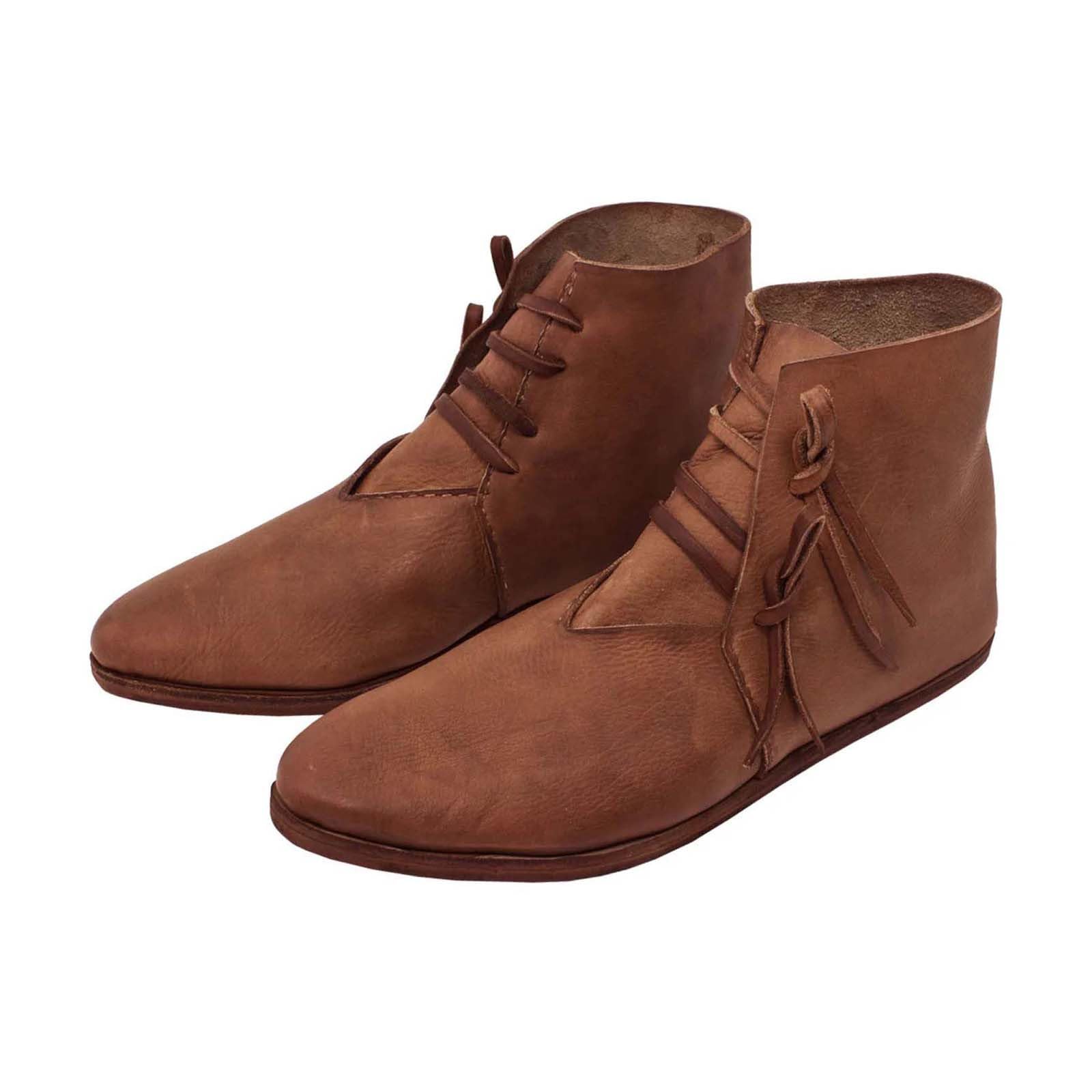 Generisch Mittelalterliche Herren-Stiefeletten im Stil der Stiefeletten, zum Hineinschlüpfen, lässig, niedriger Absatz, bequemes Schuhwerk für den Alltag Herren Schuhe Schwarz Daran