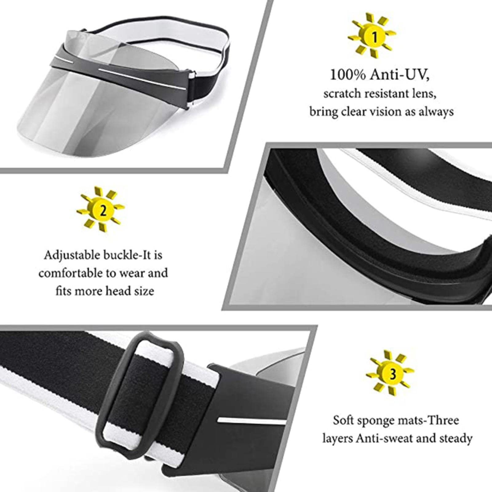 Chapeaux de Soleil Unisexe 80S Style Retro Néon Sun Visor Head Bandeau Cap Tennis De Golf