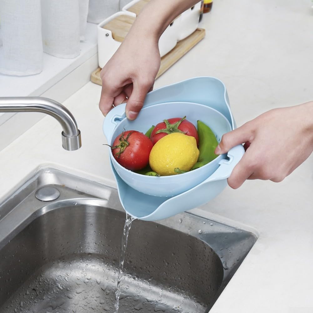Juego de colador de cocina diseñado para un manejo práctico de alimentos, incluyendo lavado, drenaje, enjuague y transferencia de frutas, verduras y pasta (rosa)