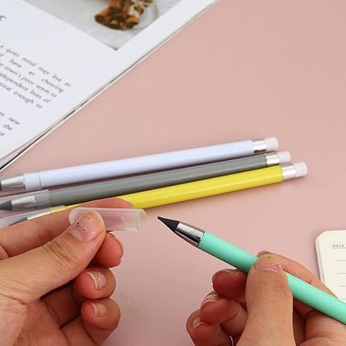 Miniatura 2 de JCKWMFKE 6 lápices mágicos multicolor sin tinta eternos con borrador, lápiz infinito de color sólido, lápiz sostenible para escribir, dibujar