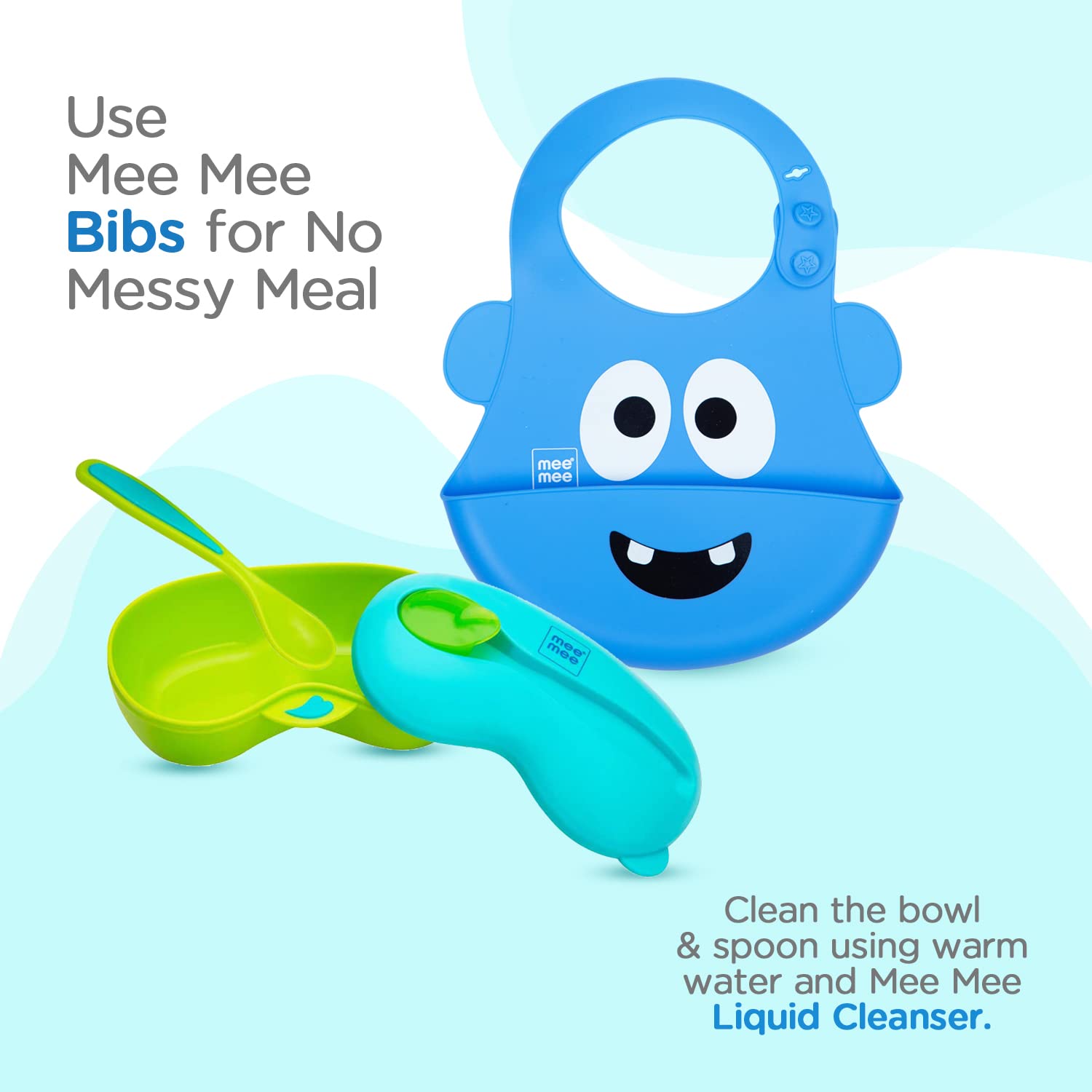 Mee Mee Air-Tight Feeding Curved Dish   with Spoon,Microwave Friendly and Easy to Use & Carry (Blue) - Image 6 thumbnail