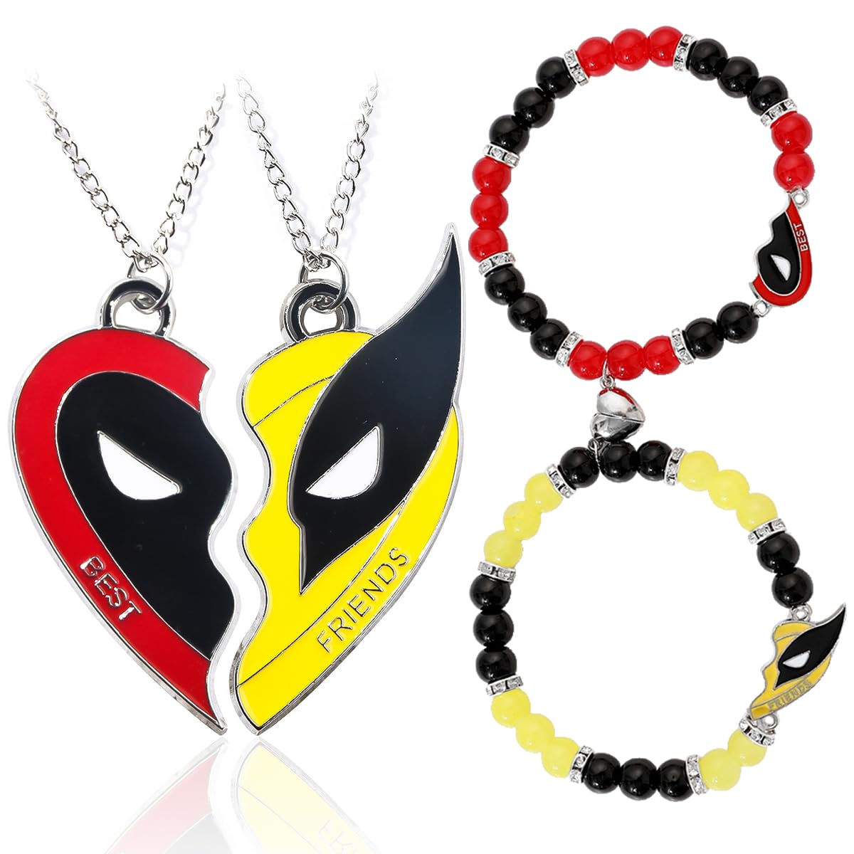 VYAOCJL Best Friendship Bracelet 2, Friendship Necklace 2, Personalised And Versatile Red And Yellow Bracelet Set, Best Friendship Couple Bracelet Personalised For Boyfriend Girlfriend Jewellery