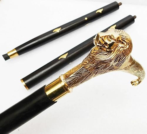 Miniatura 2 de Brass Walking Stick - Handcrafted Lion Head Cane, Premium Wooden Walking Cane - 36" Designer Handmade Walking Stick for Men & Women - Vintage