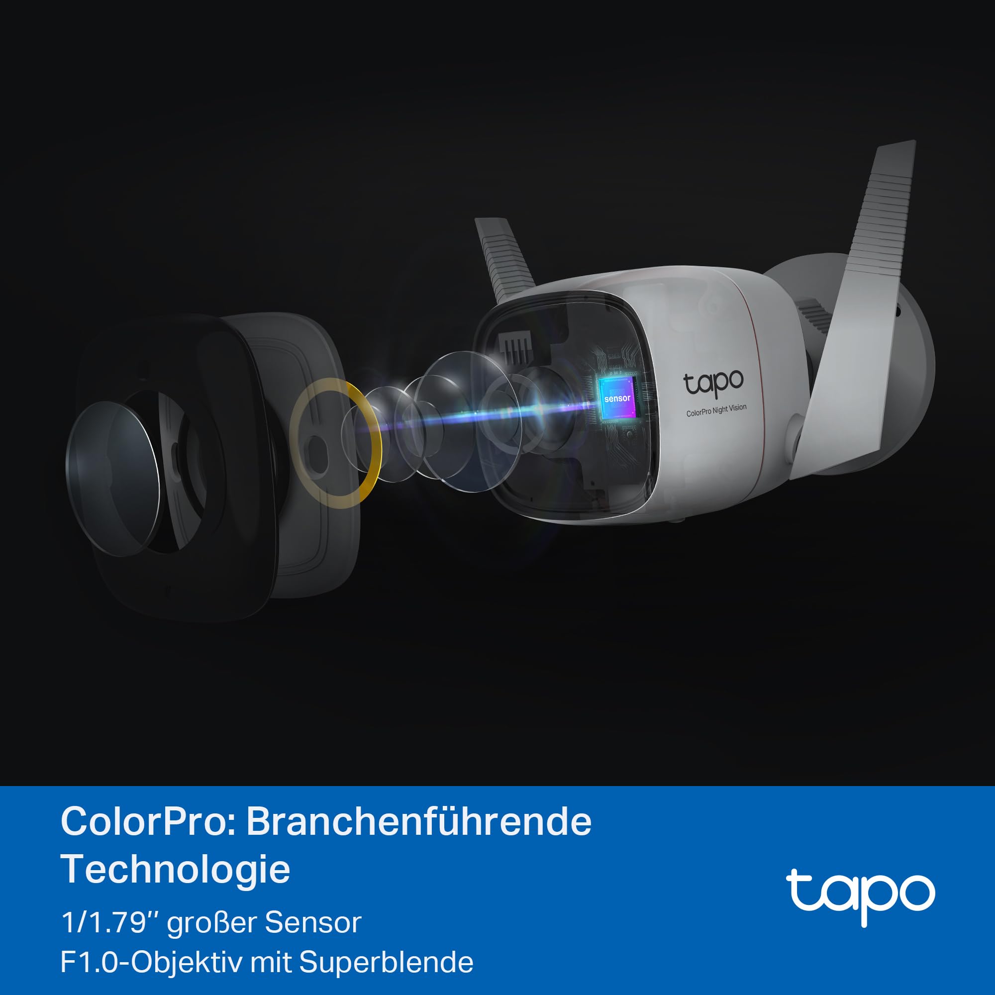 Tapo TP-Link C325WB Überwachungskamera Außen, ColorPro & IR Nachtsicht, Objektiv mit Superblende, 2K Auflösung, kostenlose KI-Erkennung, IP66, 2-Wege Audio, Alarmmeldung