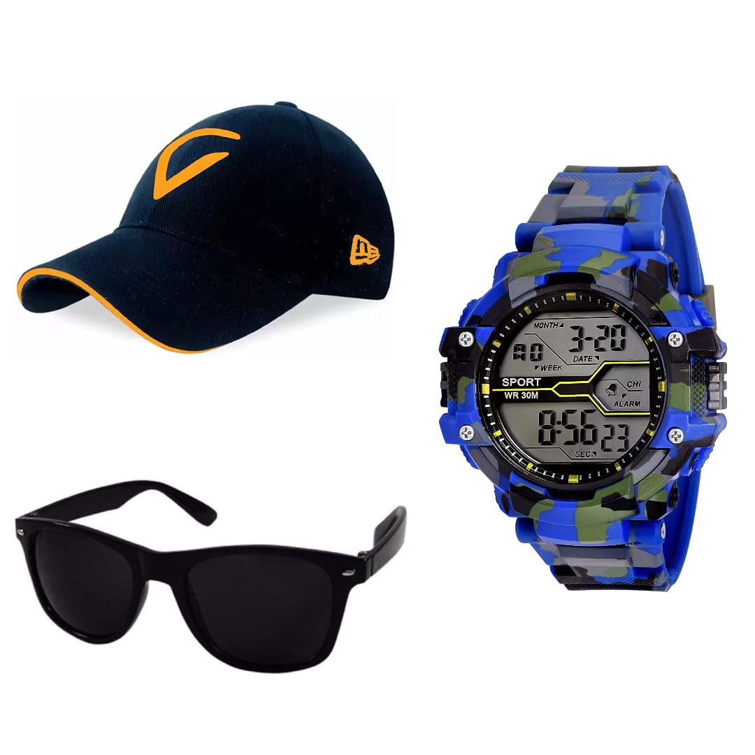 PUTHAK Unequetrend Digital Sports Watch, Multi-Functional Watch for Boys & Men with Cap and Sunglasses, Combo Pack of 3- PTHK-2570 (B09S14Q97M) Amazon Price History, Amazon Price Tracker