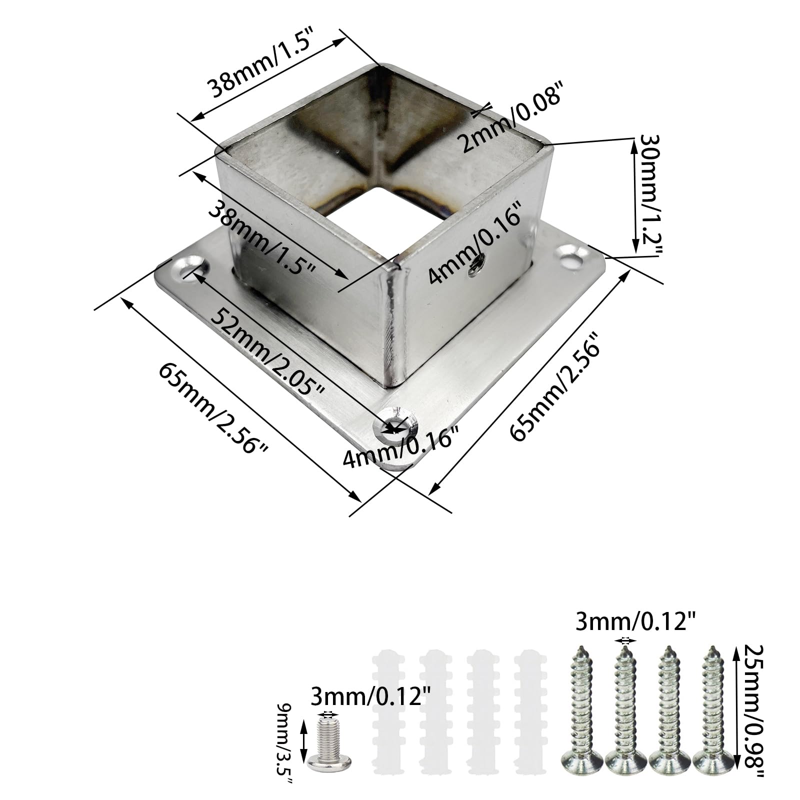 Mailbox Mounting Bracket 10 Pack Square Deck Railing Brackets - 40x40mm ...