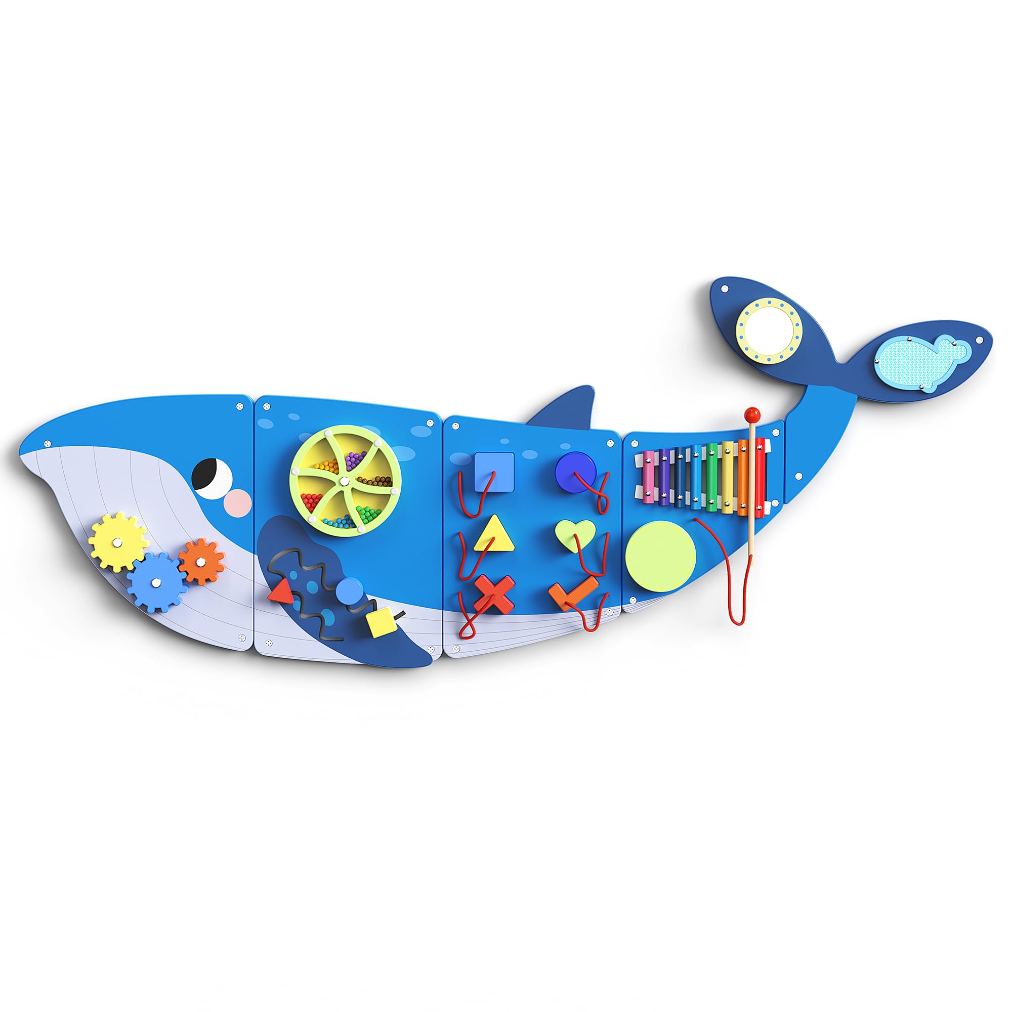 BlueWood Whale Wall Busy Board Panels, Toddler Learning Activity Center, Montessori Philosophy Sensory, Educational Toys, Conducive to All-Round DevelopmentThe Forest Stewardship Council