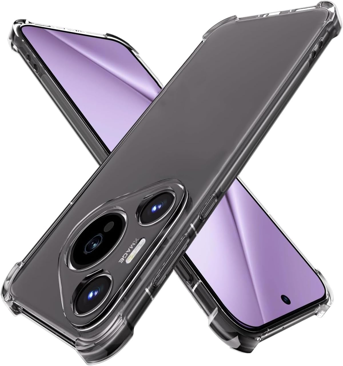 Zubitech Case for Huawei Pura 70 Clear TPU Four Corners Military-Grade Protection Cover Transparent Soft Silicone Bumper Case for Pura 70