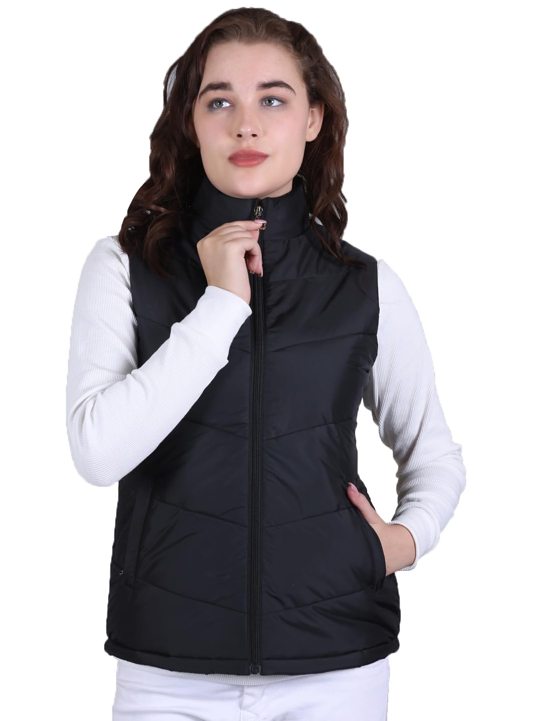 rare times Women's Sleeveless Puffer Jacket | Winter Jacket for Women | Jacket for Women Winter Wear With 2 Side Zip Pocket (Pack of 1)-picture-10
