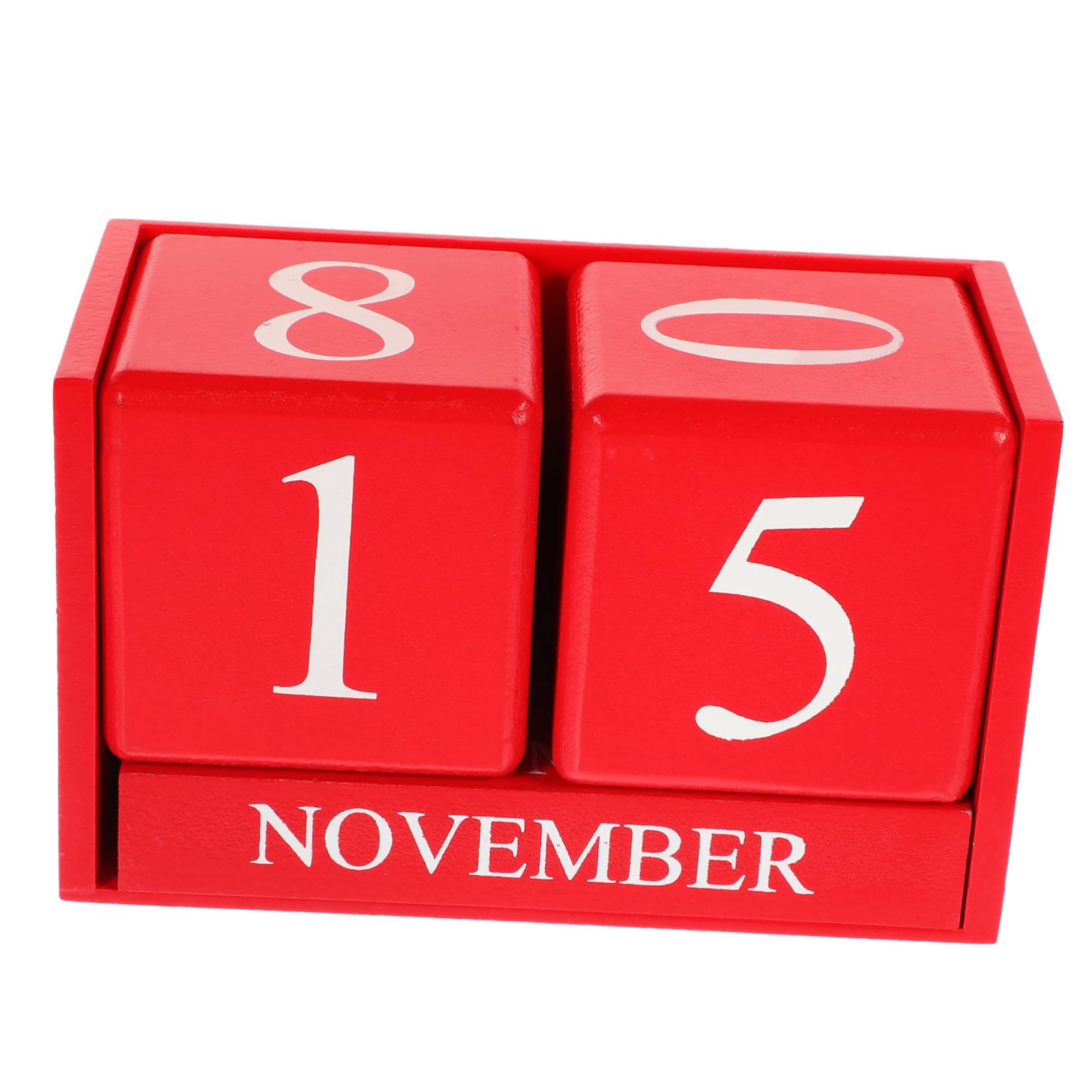 SEWACC 3 Piezas Calendario Perpetuo De Madera Bloques De Calendario Suministros De Oficina De Mesa Decorativo De Pie De Uso Diario De Oficina Rojo Mdf