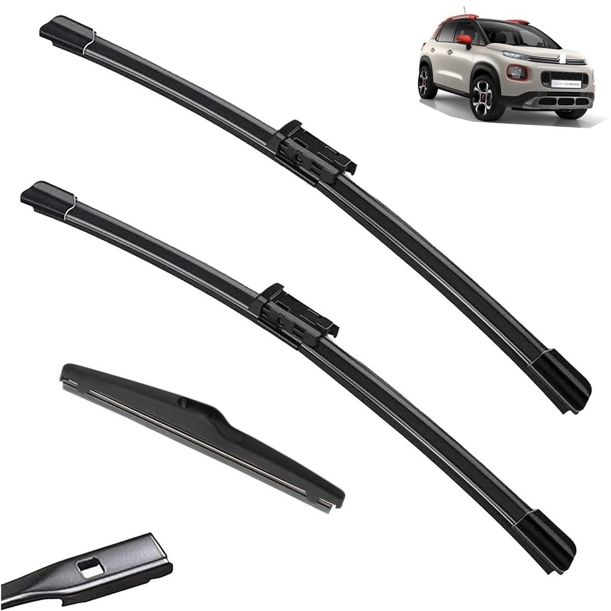 Spazzole Tergicristallo Anteriori E Posteriori Per Citroen C3 Aircross 2017-2020 - Set 26"+16"+7,5"