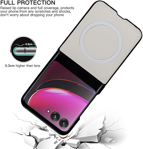 Miniatura 4 de Funda para Motorola Razr Plus 2023, compatible con cargador inalámbrico MagSafe Moto Razr+ 2023 Flip Phone Back Cover Slim Fit Thin Light (blanco)