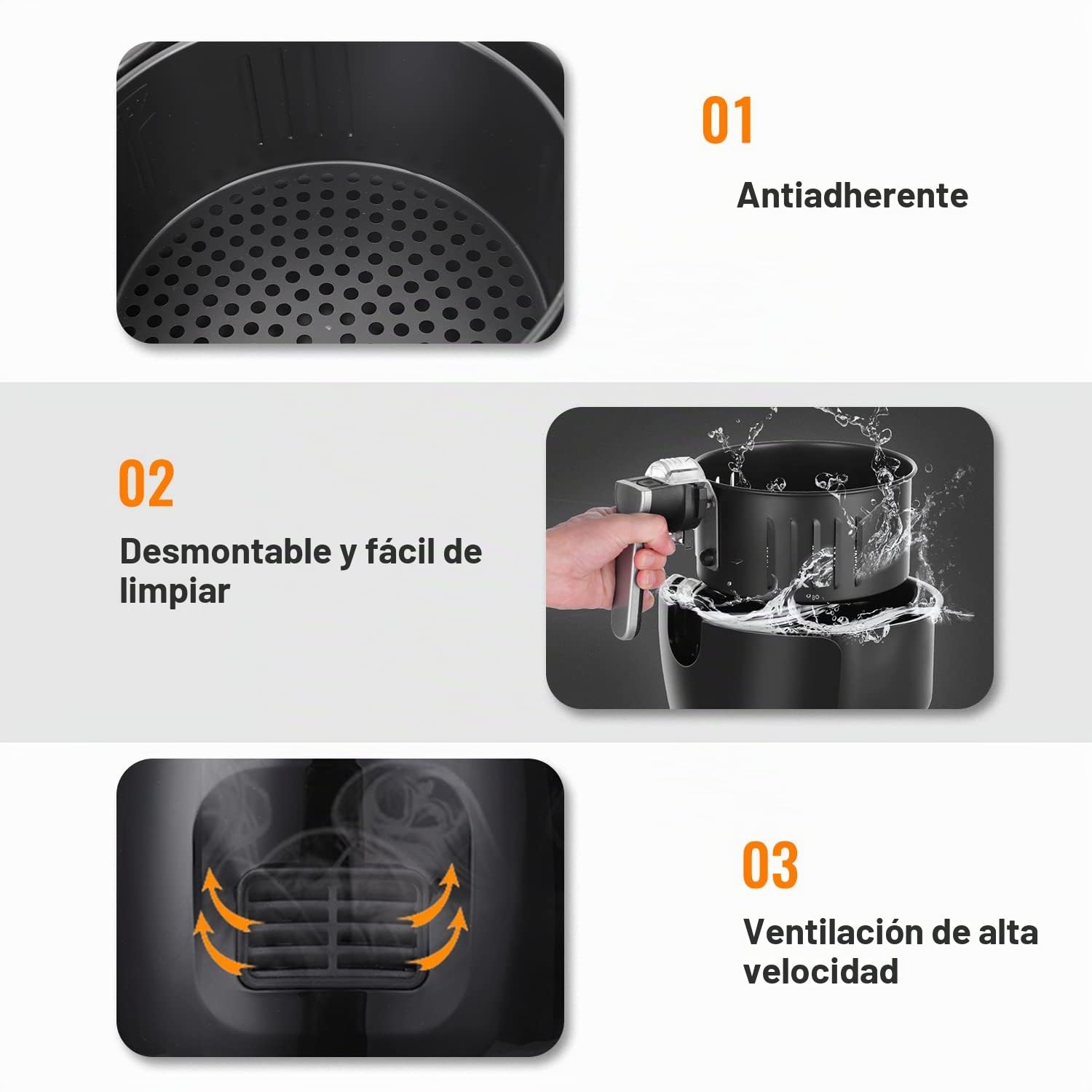 Vpcok Direct Freidora sin Aceite, 3,5L Freidora de Aire Caliente con 6 Programas, Air Fryer con Temperatura y Temporizador Ajustable, Cesta Antiadherente, Libre de BPA