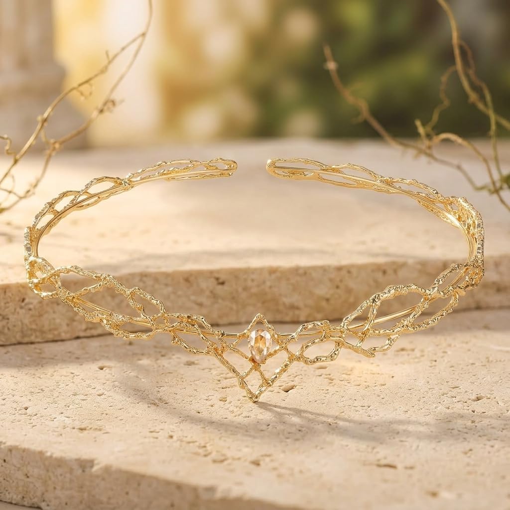 LIFKOME Renaissance Fairy Headpiece Crystal Circlet for Cosplay Costume