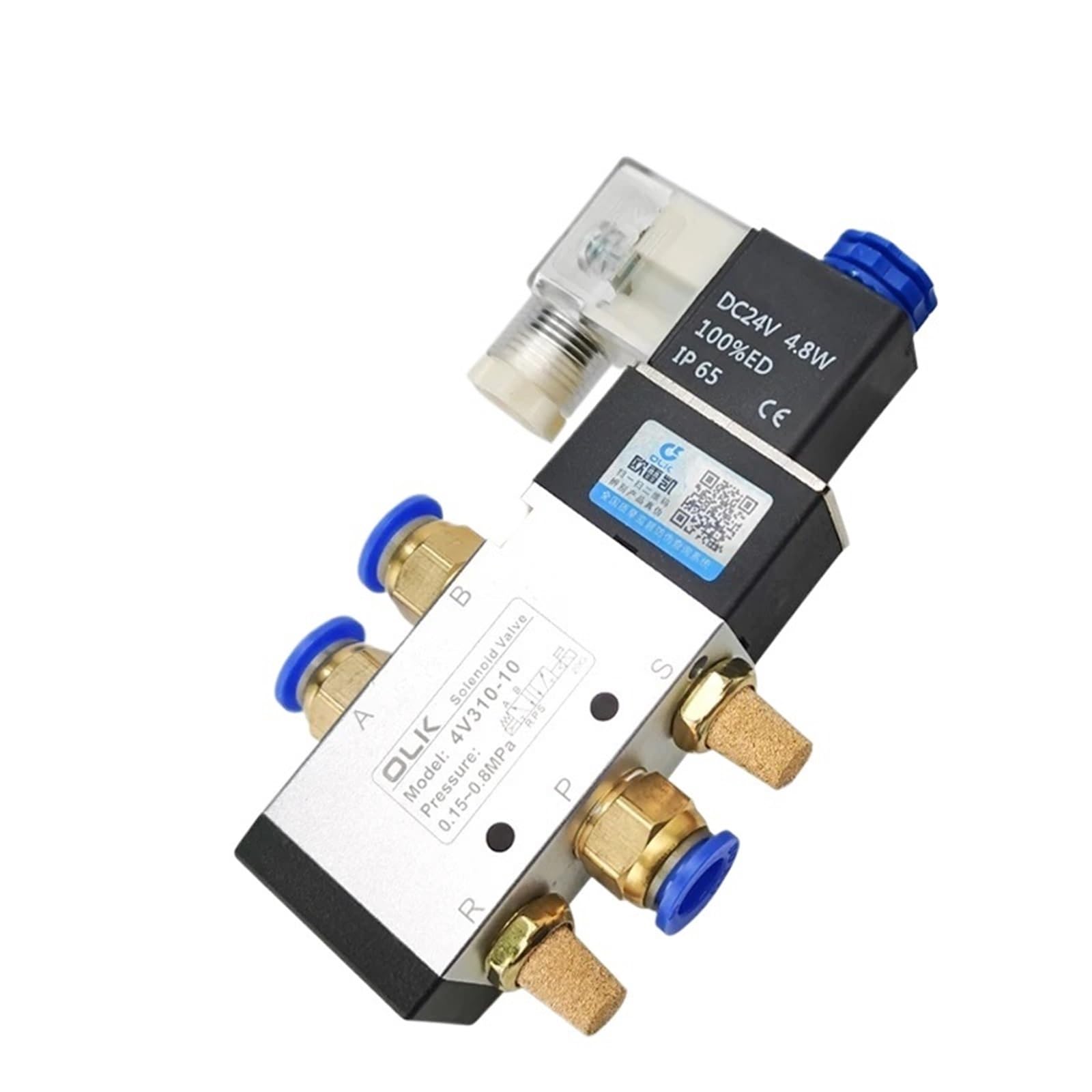 1pcs 4V310-10 Pneumatic Solenoid Air Valve 5 Way 2 Position Control Air Gas Magnetic Valve 12V 24V 220V Coil Volt(Only Valve,DC12V)
