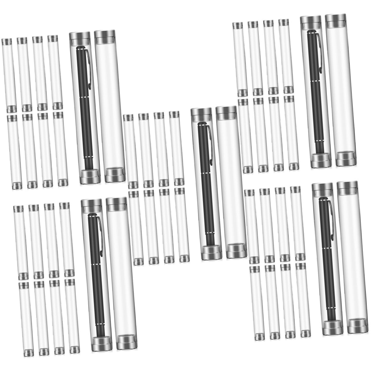 EXCEART 50 Pezzi Astucci Trasparenti Cilindrici Acrilico per Penne Singole Contenitori Compatti per Esposizione e Conservazione Penne Ufficio e Scuola
