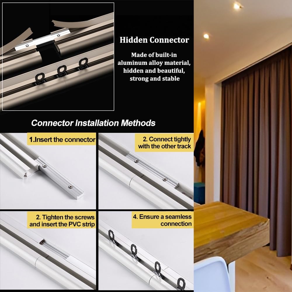 Deckenvorhangschiene, 1–6 M, Gardinenschiene-Set Aus Aluminiumlegierung, Gardinenstange Für Raumteiler/Wohnzimmer/Schlafzimmer/Innenfenster(C-1,120cm)