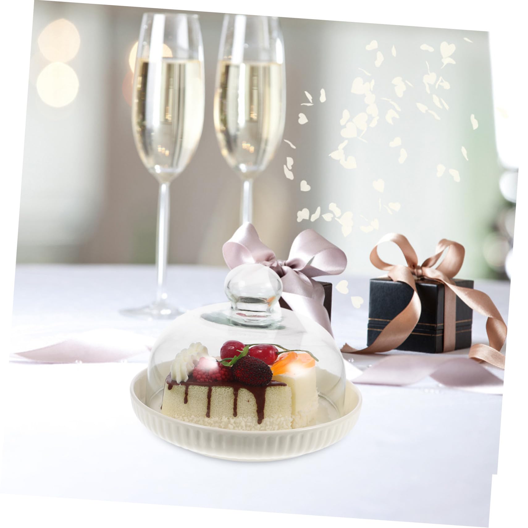 COLLBATH Dessertplatte und Ermöglicht Einfachen Transport Minimalistische aus Keramik und Glas mit Deckel Hält Desserts Frisch für Partys und Hochzeiten
