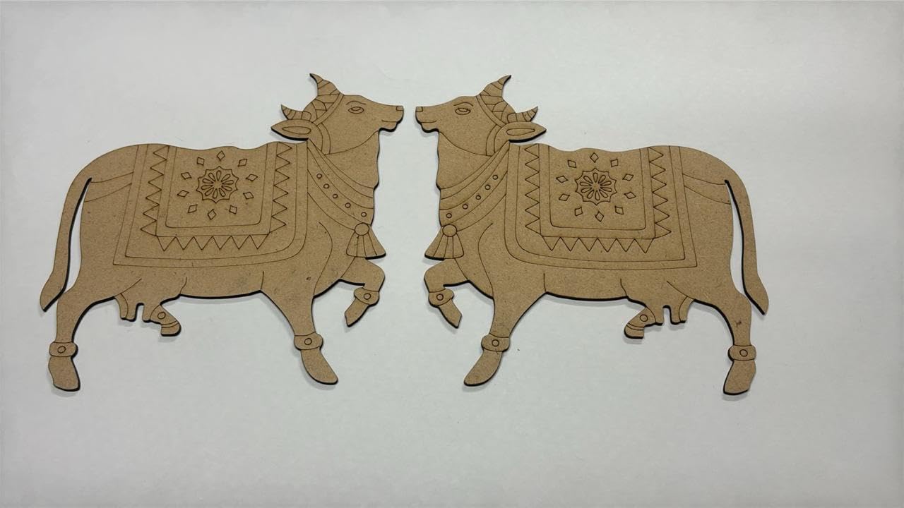 NOZOMI Pre-Marked MDF Board with 6-Inch Pichwai Cow Engraved Cut-Out for DIY Craft, Lippan Art, Mandala Painting & Wall Décor | Ready-to-Paint Craft Board for Home Décor Art Projects | Set of 2 (Design May Vary)-image-42