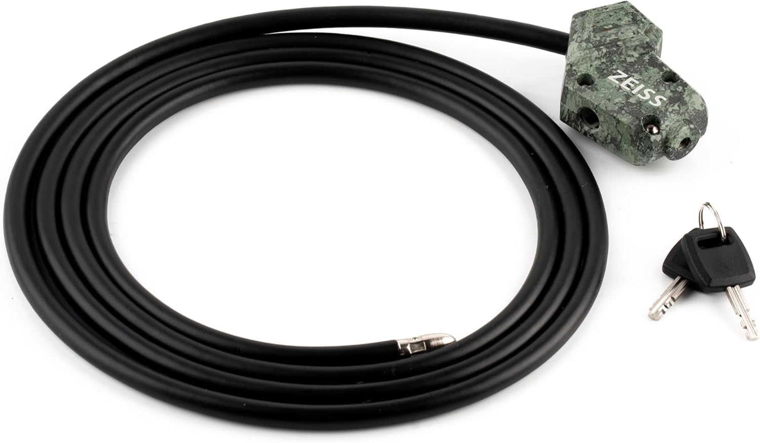 ZEISS Secacam Câble Antivol avec Clé – longueur 200 cm, Acier 8 mm Ultra-Résistant, Revêtement en Caoutchouc Anti-Intempéries, pour Caméra de Chasse, Surveillance et sécurité, 2 Clés Incluses