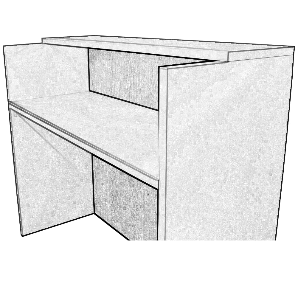 Mostrador de Recepción para Hostelería, Cafetería. Mesa Mostrador con Diseño en Relieve Vaso Café (80cm Ancho, Blanco)