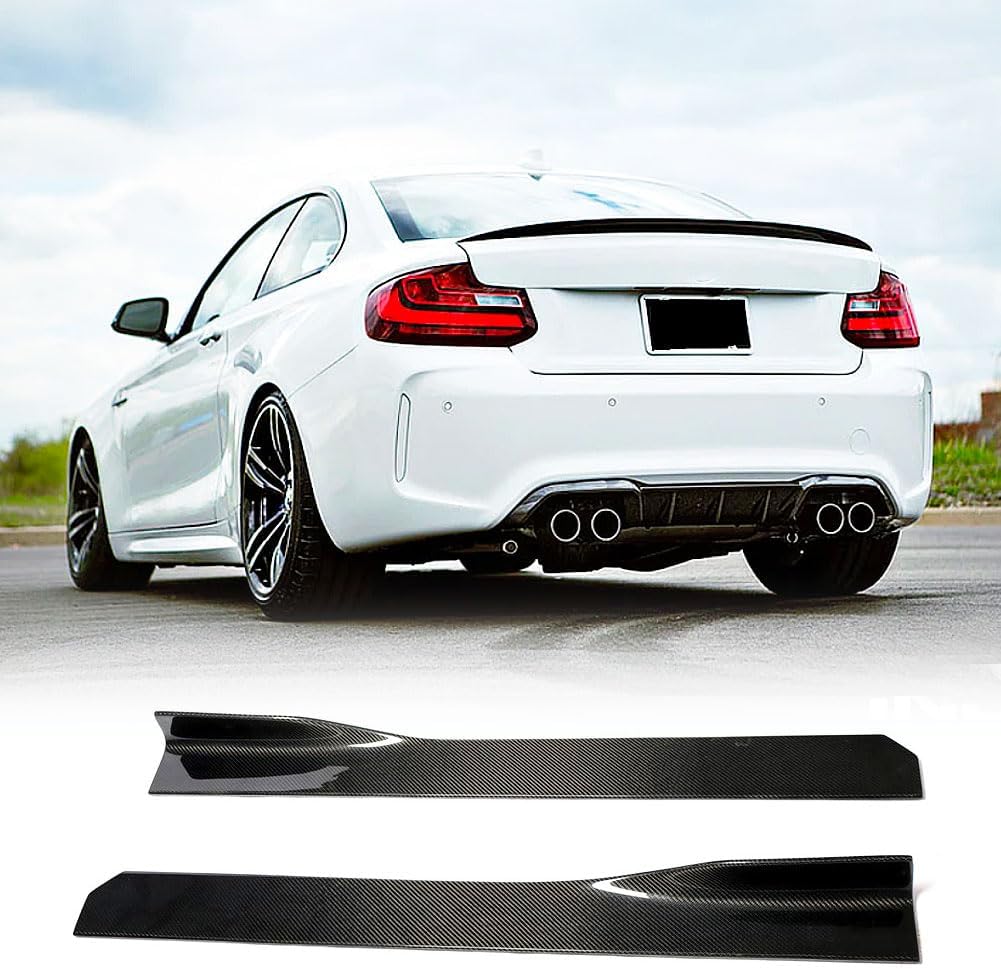 Universal Door Side Skirts fits BMW 1M M2 M3 M4 M5 M6 X3 X4 X5M X6M E90 F30 F10 G30 Carbon Fiber Car Exterior Extension Rocker Pannel Apron Protector Body Kit 45.28Inches