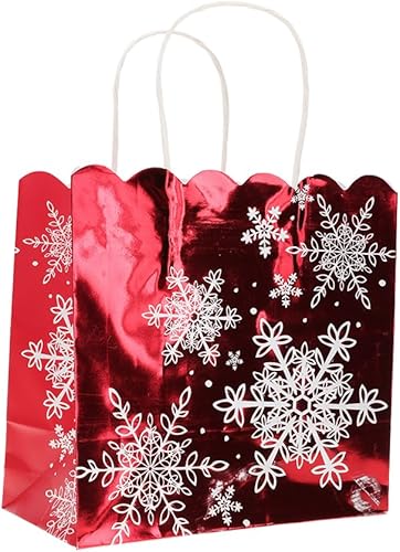 Miniatura 5 de Fifth Ave Kraft Bolsas de regalo de papel de aluminio de Navidad con asas de yute y parte superior festoneada, media moda, paquete de 10