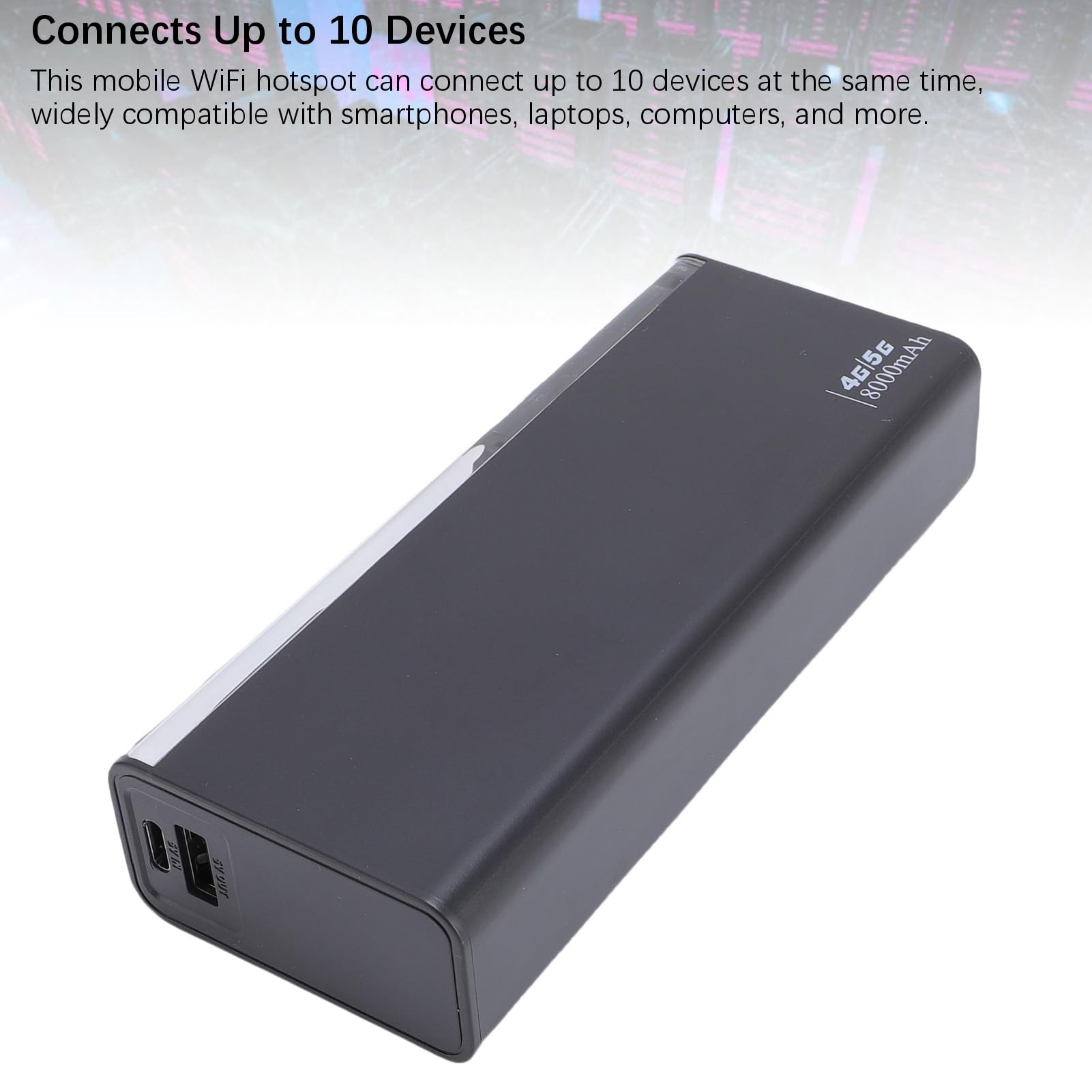 Tosuny Router Hotspot Mobile 4G LTE, 10 Dispositivi 300Mbps, per Utilizzo | Portable WiFi for Travel, 8000mAh Battery, EU Version, for Europe Africa Southeast Asia