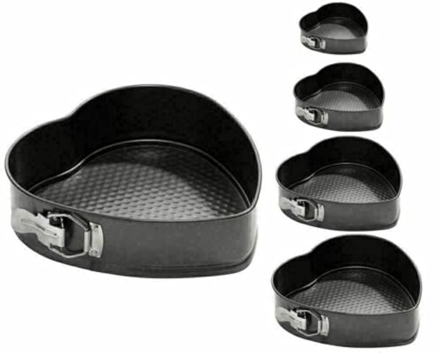 SHINE Juego de 5 moldes antiadherentes para tartas en forma de corazón