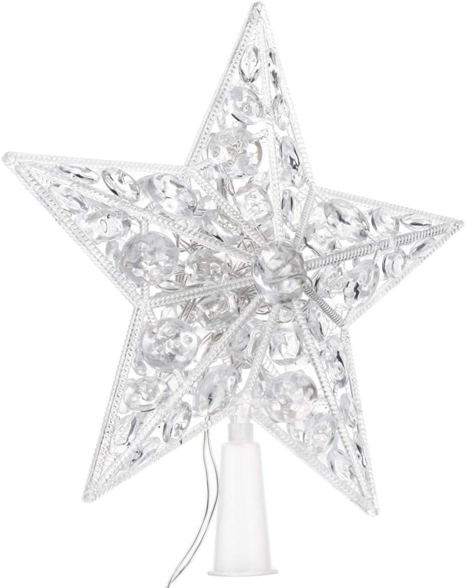 FRCOLOR Light up Christmas Tree Toppers LED Tree Top Star Lighted