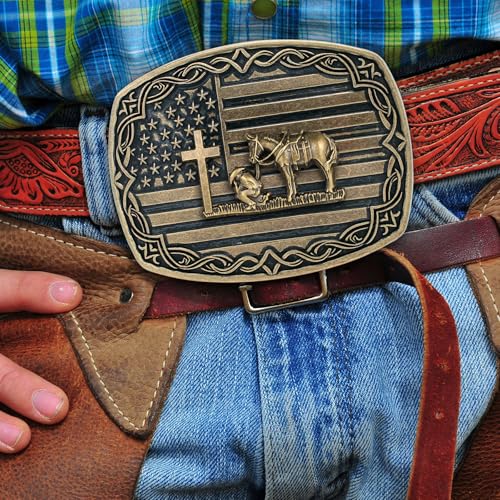 Image of Cowboy Belt Buckle for Men Western Cowgirl Rodeo Longhorn Bull Belt Buckles
